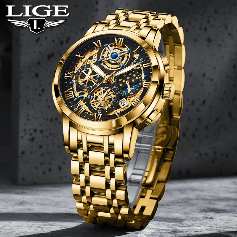 LIGE Роскошные мужские часы, водонепроницаемые кварцевые аналоговые часы из нержавеющей стали, модные деловые наручные часы с солнцем и луной, звездой, лучший бренд + коробка
LIGE Роскошные мужские часы, водонепроницаемые кварцевые аналоговые часы из нержавеющей стали, модные деловые наручные часы с солнцем и луной, звездой, лучший бренд + коробка