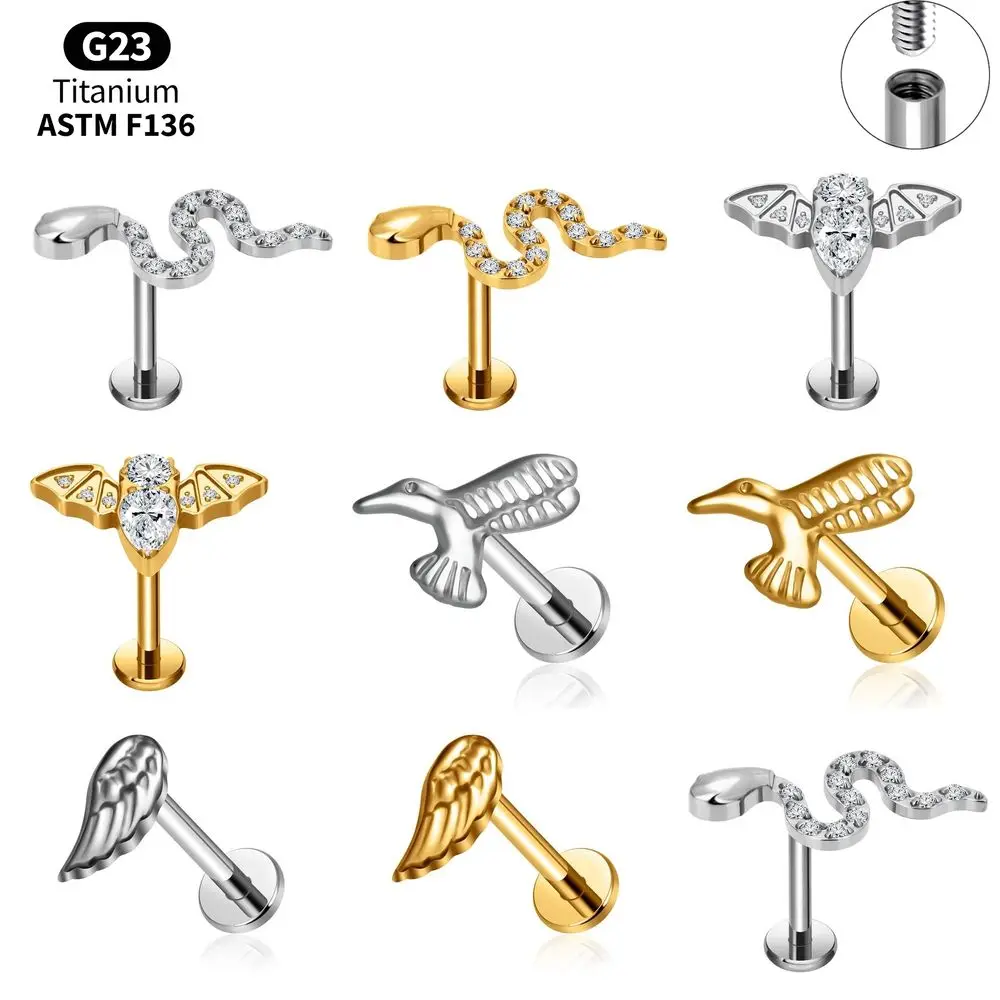 Bulk G23 Titanium Internal Thread Labret Stud ASTM F136 Titanium Swallow Bird Lip Monroe Tragus Piercing Jewelry Set
Bulk G23 Titanium Internal Thread Labret Stud ASTM F136 Titanium Swallow Bird Lip Monroe Tragus Piercing Jewelry Set