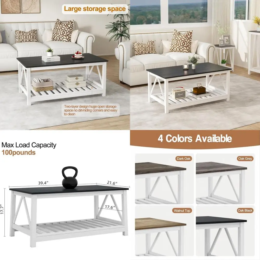 2-Tier Wooden Cocktail Table with Slat Shelves and V-Shaped Design for Living Room in Oak Black
2-Tier Wooden Cocktail Table with Slat Shelves and V-Shaped Design for Living Room in Oak Black