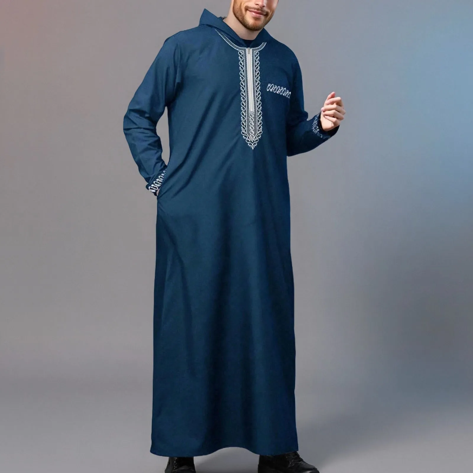 Men's Zip Up Hooded Jubba Thobe Saudi Arabia Arabian Muslim Malaysia Long Robes Dubai Ramadan Long Sleeve Loose Islamic Kaftan
Men's Zip Up Hooded Jubba Thobe Saudi Arabia Arabian Muslim Malaysia Long Robes Dubai Ramadan Long Sleeve Loose Islamic Kaftan