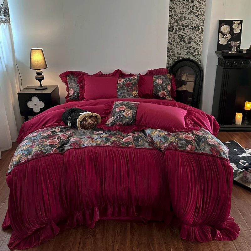 Vintage Floral Print Ruffles Princess Bedding Set 1000TC Egyptian Cotton Duvet Cover Bed Sheet/Bed Skirt/Fitted Sheet Pillowcase
Vintage Floral Print Ruffles Princess Bedding Set 1000TC Egyptian Cotton Duvet Cover Bed Sheet/Bed Skirt/Fitted Sheet Pillowcase