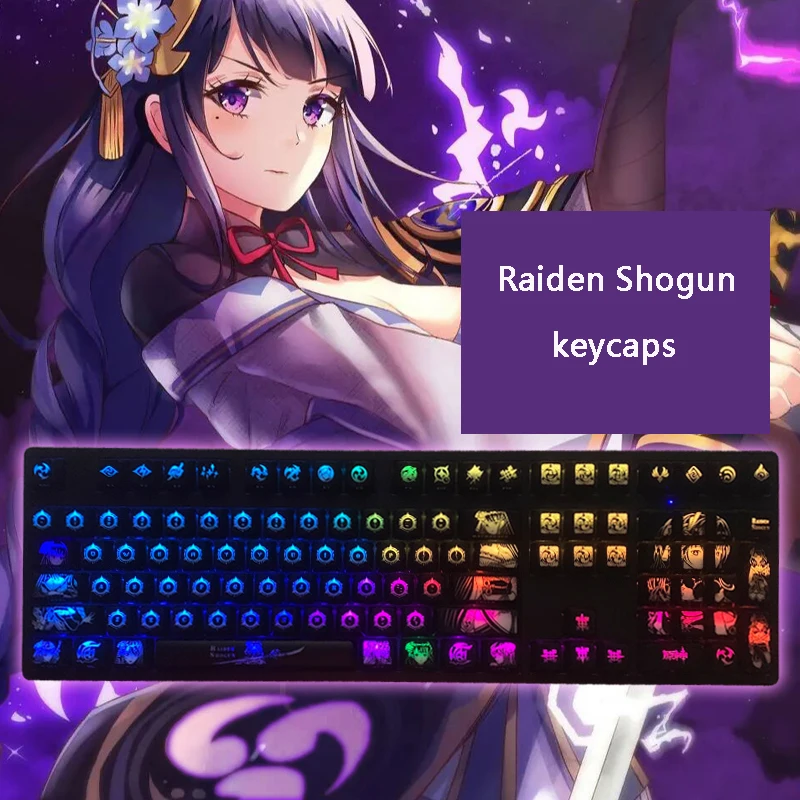 Колпачки для клавиатуры Genshin Impact Raiden Shogun, 108 клавиш, колпачки для клавиатуры со светопередачей, аксессуары для косплея, украшение механической клавиатуры из аниме
Колпачки для клавиатуры Genshin Impact Raiden Shogun, 108 клавиш, колпачки для клавиатуры со светопередачей, аксессуары для косплея, украшение механической клавиатуры из аниме