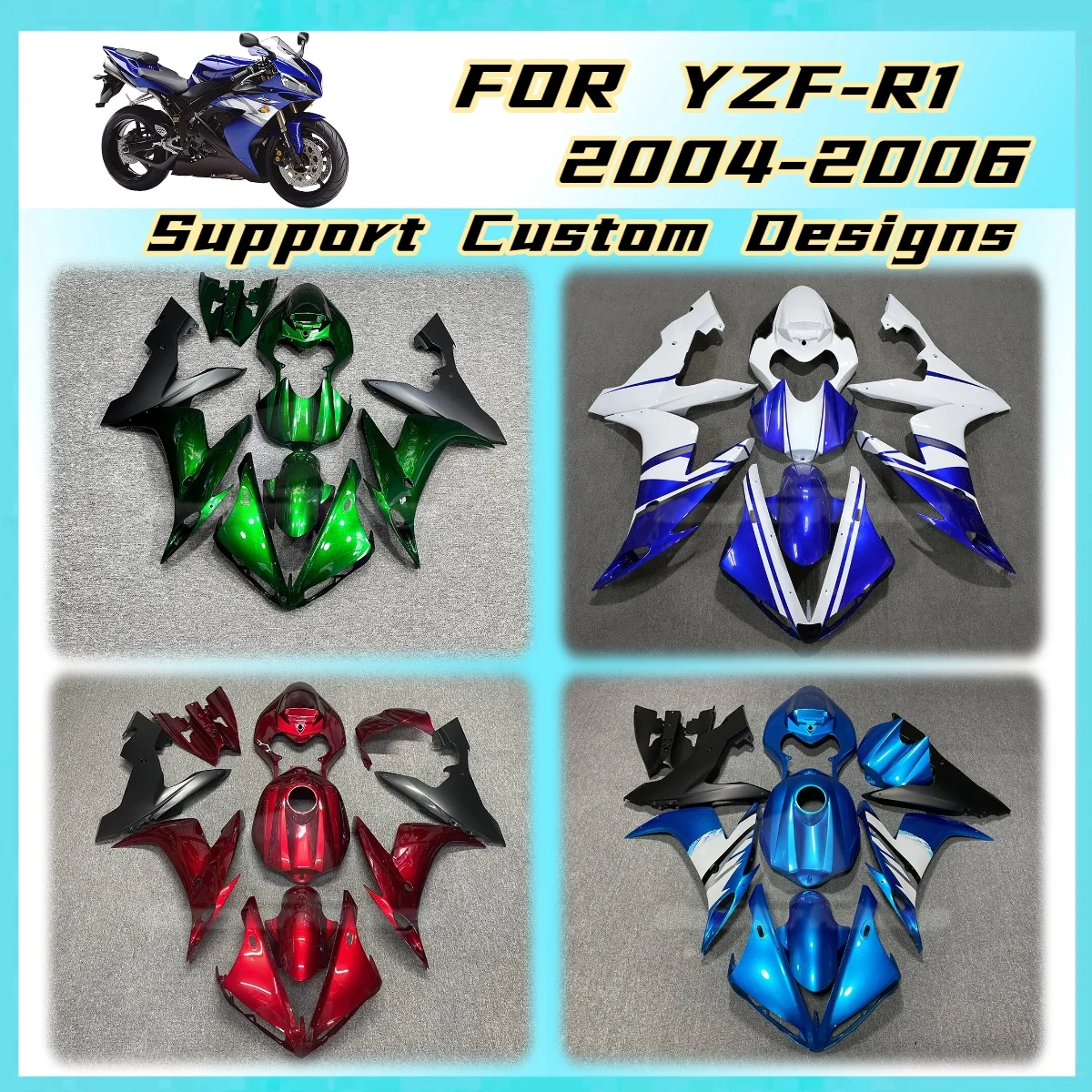 2004 2005 2006 YZF-R1 Fairing Kit for Yamaha YZFR1 04 05 06 Motorbike ABS Plastic Injection Body kit Cowling Components Fairings
2004 2005 2006 YZF-R1 Fairing Kit for Yamaha YZFR1 04 05 06 Motorbike ABS Plastic Injection Body kit Cowling Components Fairings