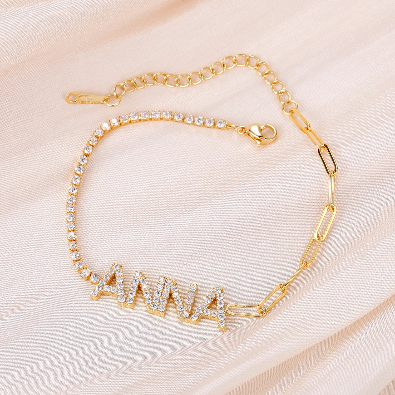 Custom Name Bracelet Zircon Name Bracelet With Tennis Chain CZ Diamond Bracelet, Zircon Bracelet For Women
Custom Name Bracelet Zircon Name Bracelet With Tennis Chain CZ Diamond Bracelet, Zircon Bracelet For Women