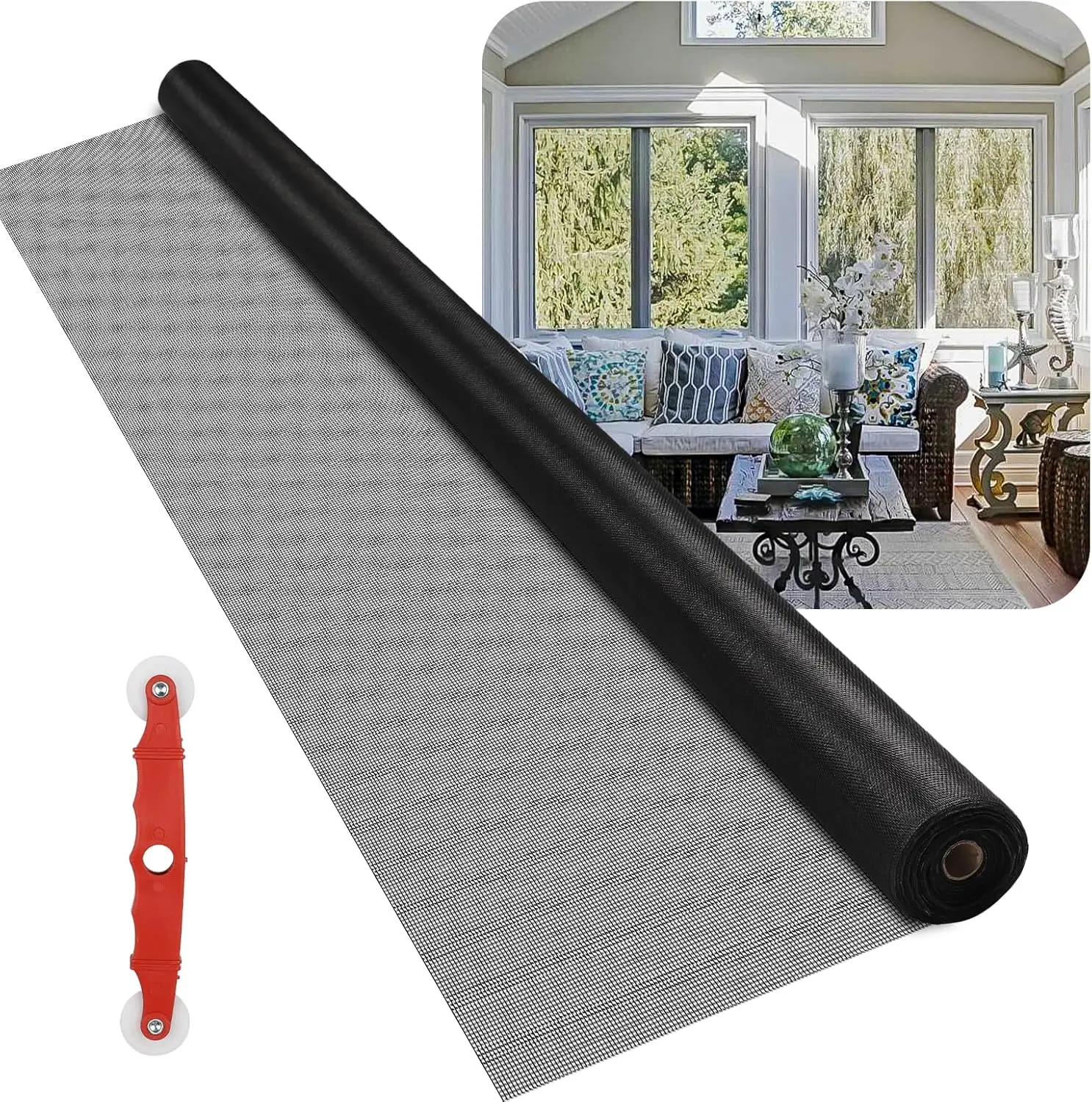 95"x100' Patio Porch Screen Mesh Roll, Durable & Easy-to-Cut for Pool and Outdoor Replacement
95"x100' Patio Porch Screen Mesh Roll, Durable & Easy-to-Cut for Pool and Outdoor Replacement