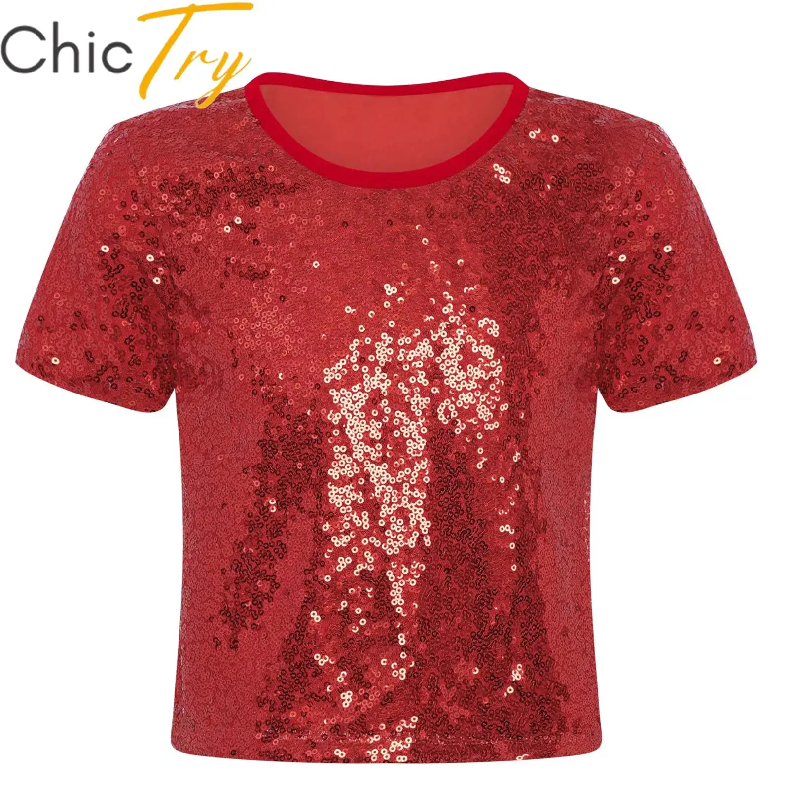 Kids Jazz Dance Costume Girls Tops Children Sparkly Sequins Short Sleeve T-Shirts Teens Mock Neck Crop Top Performance Dancewear
Kids Jazz Dance Costume Girls Tops Children Sparkly Sequins Short Sleeve T-Shirts Teens Mock Neck Crop Top Performance Dancewear