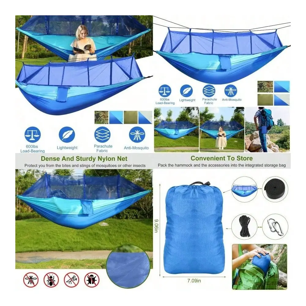Portable Camping Hammock With Mosquito Net Tree Straps Hanging Bed Tent
Portable Camping Hammock With Mosquito Net Tree Straps Hanging Bed Tent