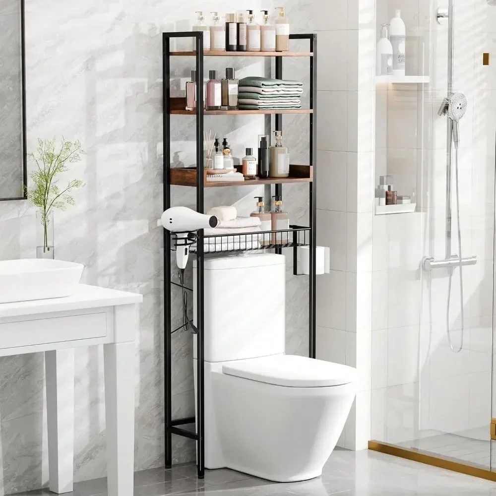 Storage Cabinet 4Tier Adjustable Shelves With Basket Hairdryer Holder Freestanding Bathroom Organizer Above Toilet, Durable Spa
Storage Cabinet 4Tier Adjustable Shelves With Basket Hairdryer Holder Freestanding Bathroom Organizer Above Toilet, Durable Spa