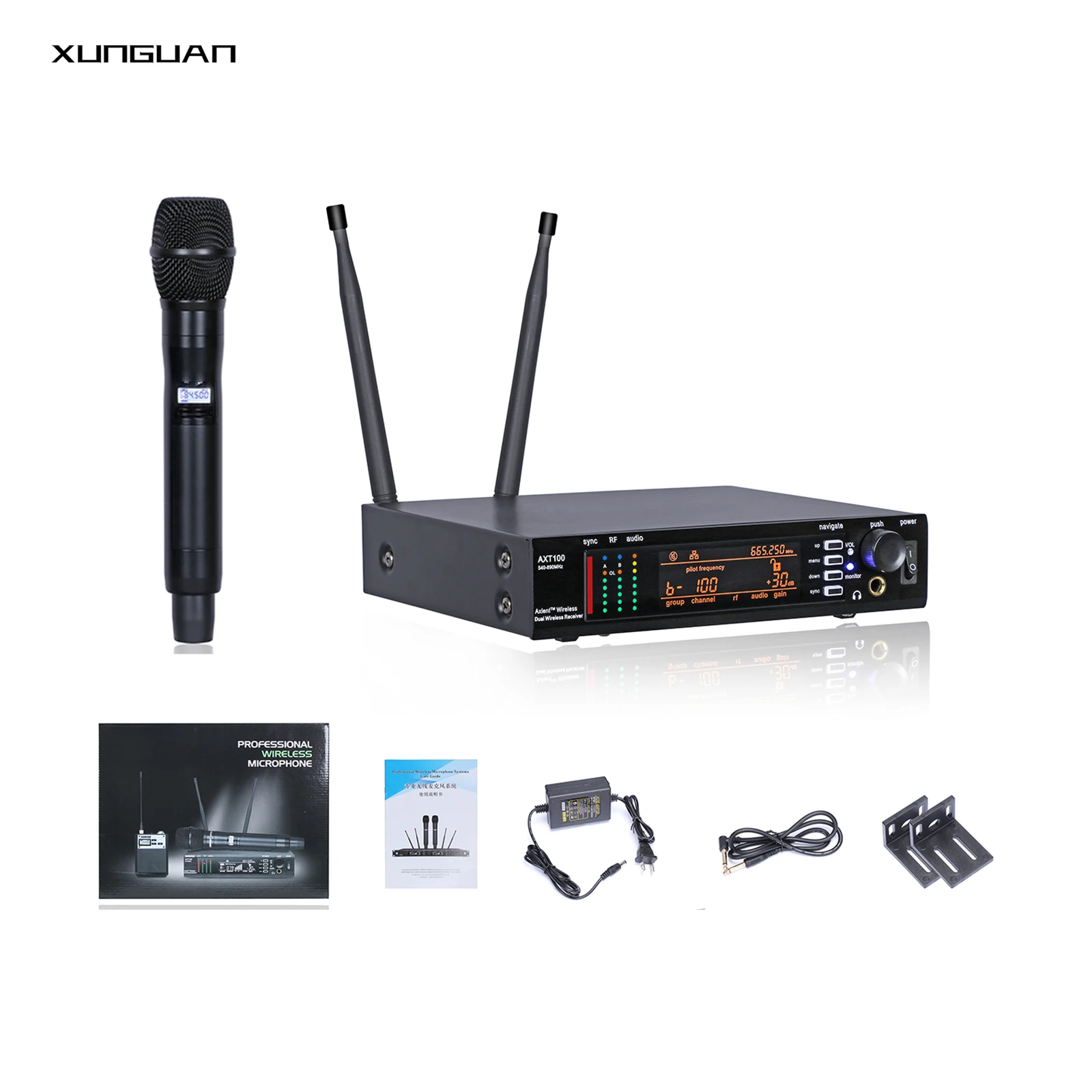 AXT100 Professional UHF Microphone Wireless True Diversity 1CH Handheld Mic for Conference Stage Big Show Singing Teaching
AXT100 Professional UHF Microphone Wireless True Diversity 1CH Handheld Mic for Conference Stage Big Show Singing Teaching