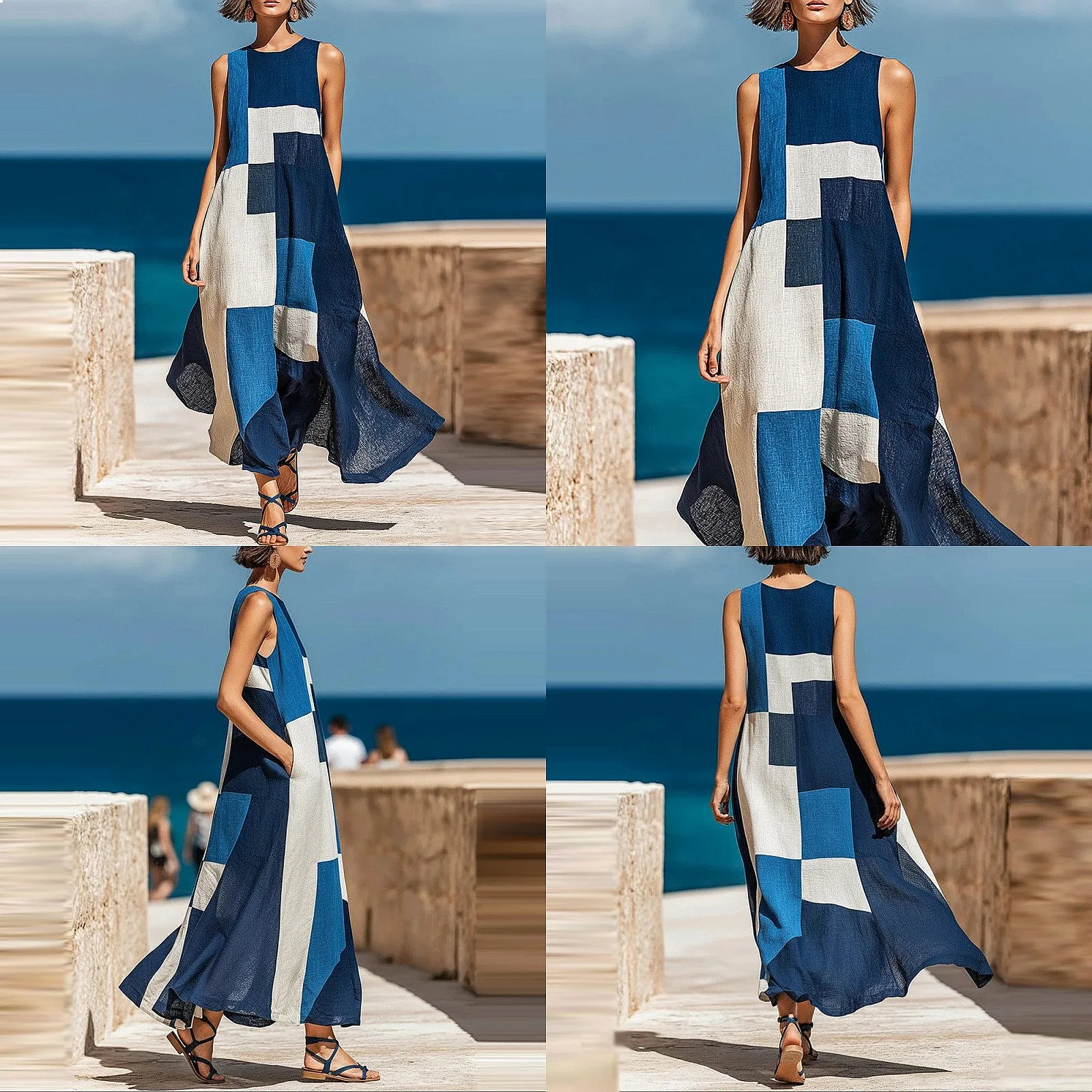 Women's Sleeveless Dress Plaid Print Long Dress Spring Summer Casual Vacation Dress Jumpsuit Playsuit
Women's Sleeveless Dress Plaid Print Long Dress Spring Summer Casual Vacation Dress Jumpsuit Playsuit