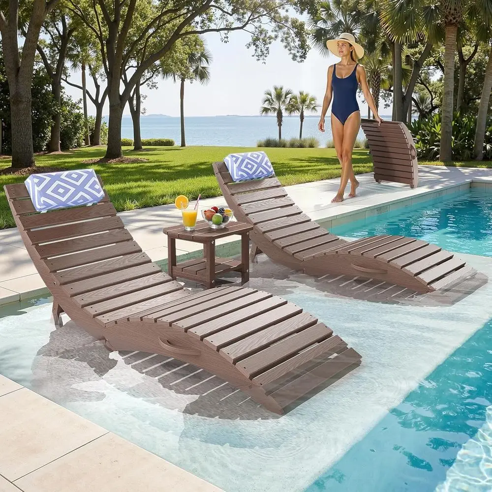 2-Piece Outdoor Pool Lounge Set with HDPE Chaise, Pillow, Wheels, Sand
2-Piece Outdoor Pool Lounge Set with HDPE Chaise, Pillow, Wheels, Sand