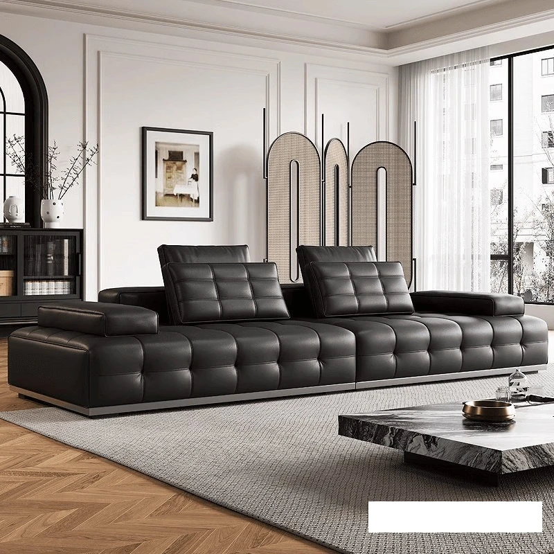 Leather sofa Italian minimalist living room cowhide straight row large apartment black modern
Leather sofa Italian minimalist living room cowhide straight row large apartment black modern