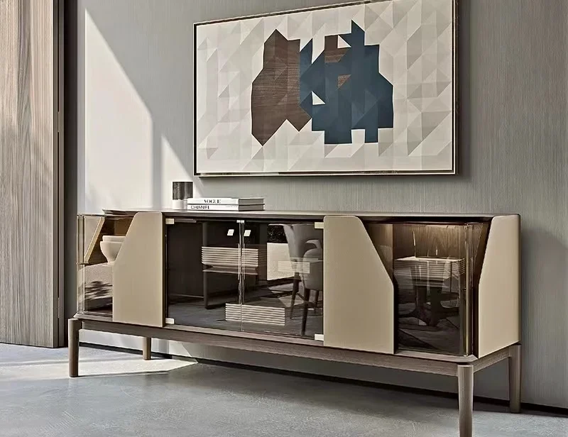 Italian light luxury dining sideboard, modern console designer, minimalist high-end leather glass solid wood storage cabinet
Italian light luxury dining sideboard, modern console designer, minimalist high-end leather glass solid wood storage cabinet