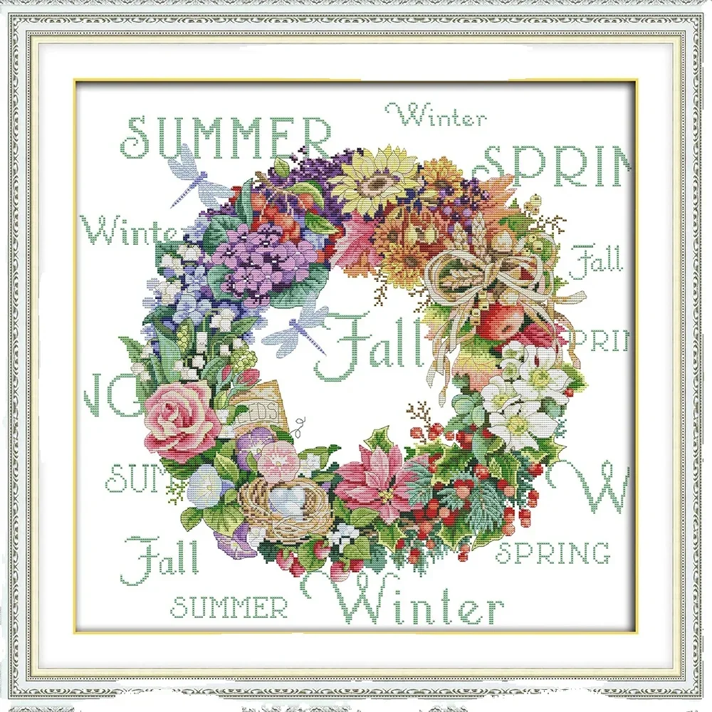 Joy Sunday New Printed Cross Stitch Kit Easy Pattern Aida Stamped Fabric Embroidery Set DIY Needleworks-Wreath of All Seasons
Joy Sunday New Printed Cross Stitch Kit Easy Pattern Aida Stamped Fabric Embroidery Set DIY Needleworks-Wreath of All Seasons