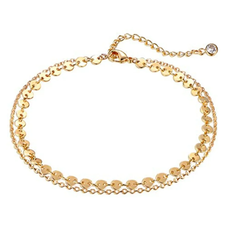 Simple Gold Chain Anklet, 14k Gold/Silver Plated Dainty Disc Evil Eye Summer Beach Ankle Bracelet Jewelry for Women
Simple Gold Chain Anklet, 14k Gold/Silver Plated Dainty Disc Evil Eye Summer Beach Ankle Bracelet Jewelry for Women