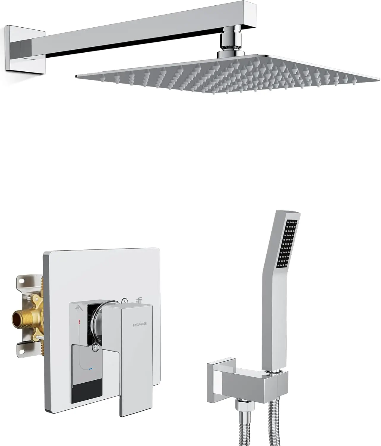 10 Inch Rainfall Shower Head & Faucet Set - Wall Mounted Polished Chrome Solid Brass Trim Kit
10 Inch Rainfall Shower Head & Faucet Set - Wall Mounted Polished Chrome Solid Brass Trim Kit