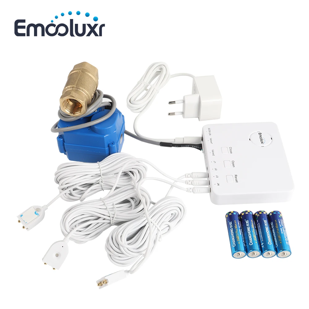 Emooluxr Smart Leak Detection System with Shutoff Tap Protecting Home/Office from Water Flood Damage
Emooluxr Smart Leak Detection System with Shutoff Tap Protecting Home/Office from Water Flood Damage