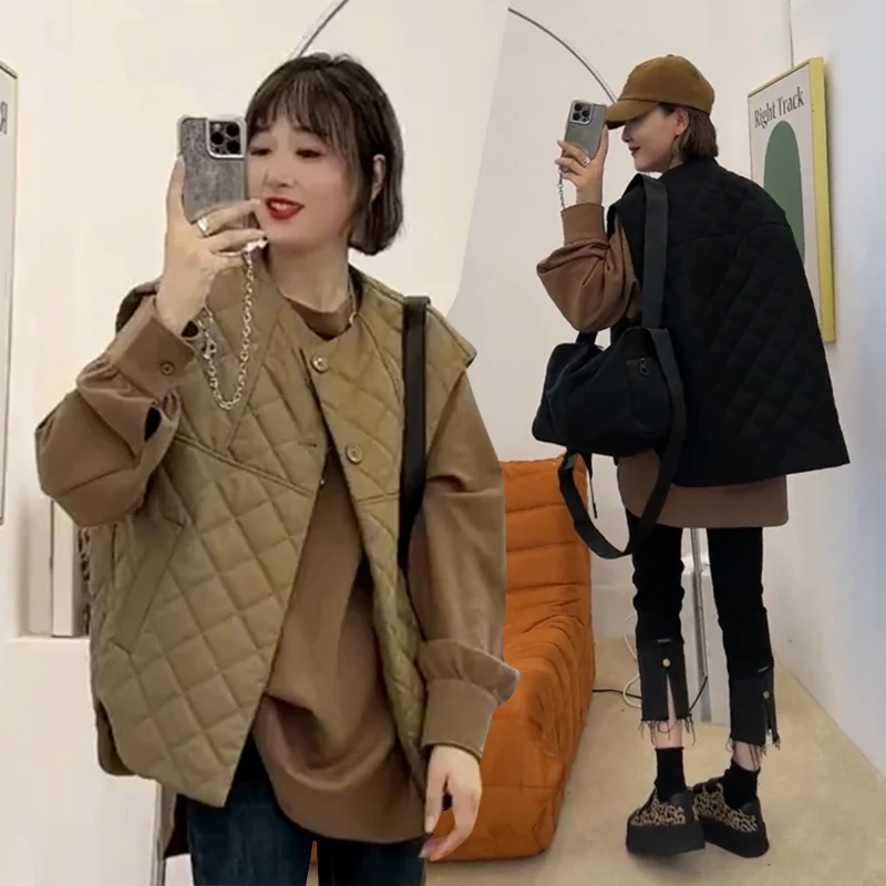 Women's Cotton Vest Autumn Winter New Korean Sle Faionable Outerwear Diamond Pattern Quilted Vest Jaet
Women's Cotton Vest Autumn Winter New Korean Sle Faionable Outerwear Diamond Pattern Quilted Vest Jaet