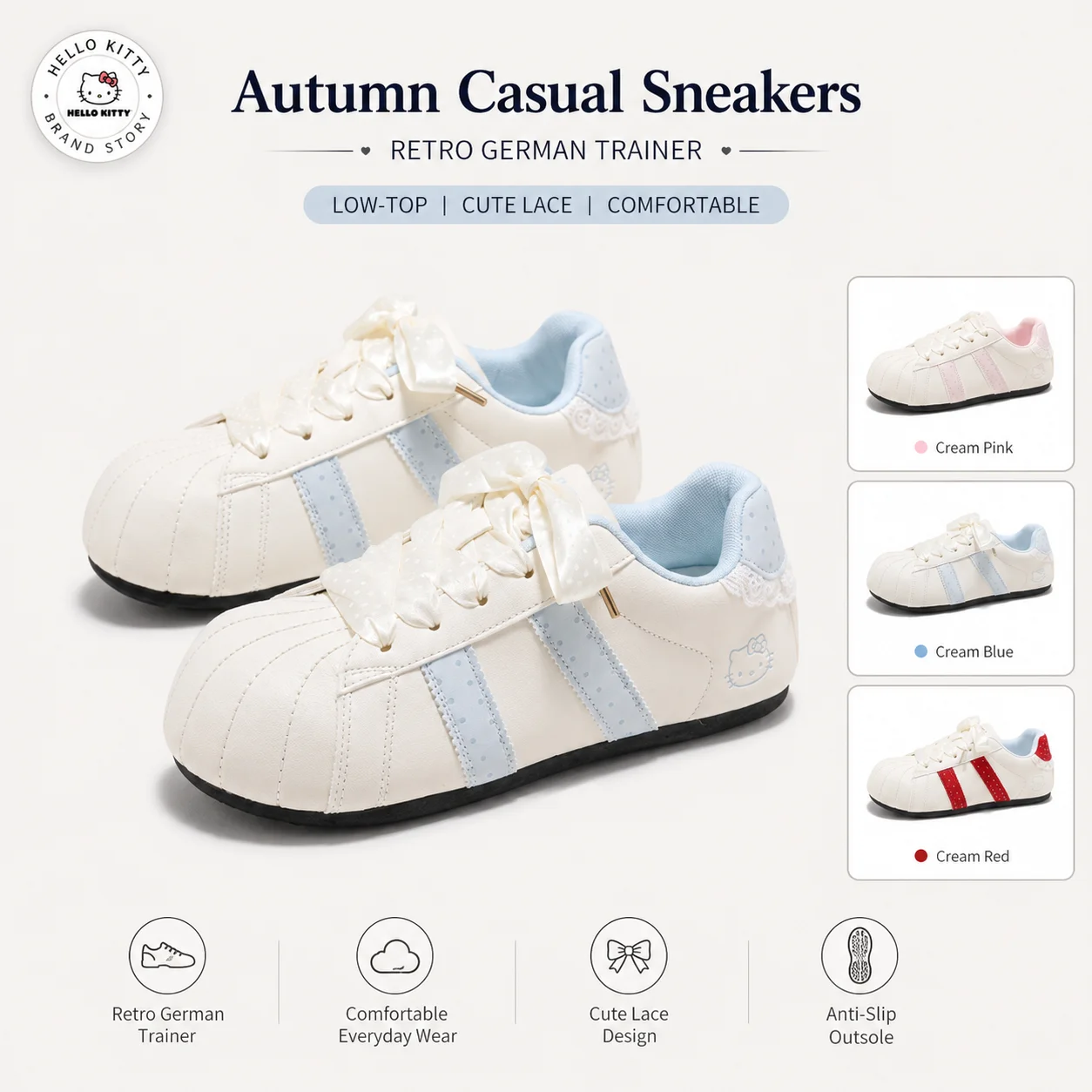 Sanrio Hello Kitty White Cute Shell Toe Ribbon Casual Sneakers Student Women Daily Walking Outdoor Comfort Low Heel Flat Shoes
Sanrio Hello Kitty White Cute Shell Toe Ribbon Casual Sneakers Student Women Daily Walking Outdoor Comfort Low Heel Flat Shoes