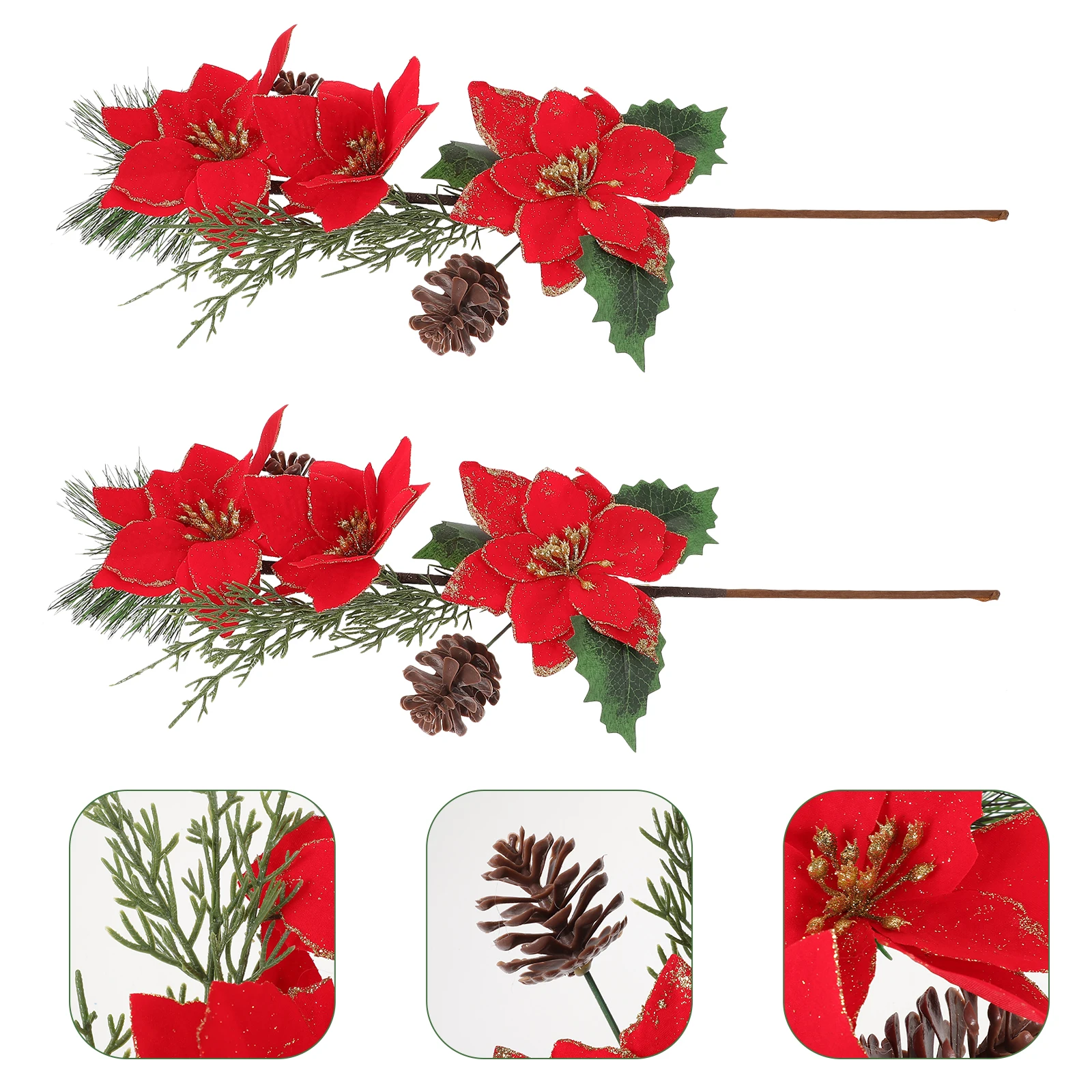 2pcs Realistic Christmas Poinsettia Stems Festive Floral Picks Tree Decor Artificial Flower Stem Party Decoration Fake
2pcs Realistic Christmas Poinsettia Stems Festive Floral Picks Tree Decor Artificial Flower Stem Party Decoration Fake