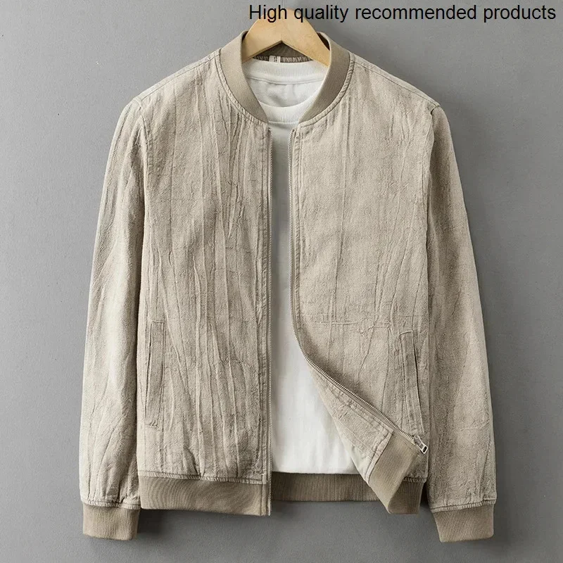 Casual Collar New Men's Baseball Jacket spring autumn Ramie Cotton Loose Youth Versatile Blazer Classic Comfortable Men Coat
Casual Collar New Men's Baseball Jacket spring autumn Ramie Cotton Loose Youth Versatile Blazer Classic Comfortable Men Coat