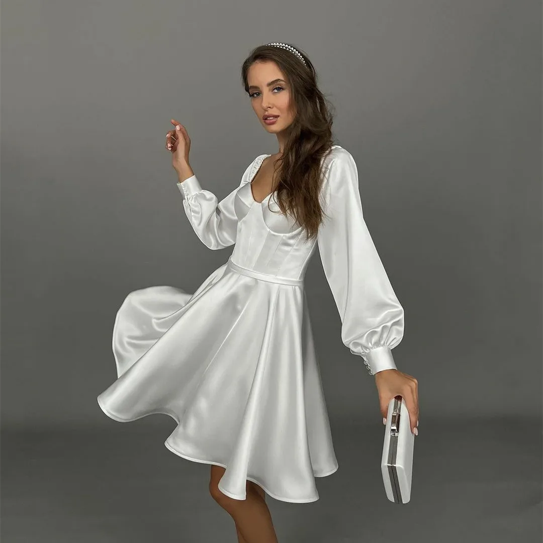 Elegant Short Satin Sweethert Wedding Dresses With Pockets A-Line Ivory Zipper Back Bridal Gown for Women
Elegant Short Satin Sweethert Wedding Dresses With Pockets A-Line Ivory Zipper Back Bridal Gown for Women
