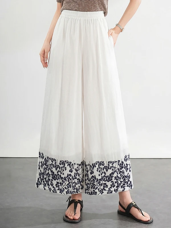 Elegant Embroidered Wide Leg Pants Nine-Tenths Length Summer Casual Loose Fit Women's plus Size Cotton Linen Trousers
Elegant Embroidered Wide Leg Pants Nine-Tenths Length Summer Casual Loose Fit Women's plus Size Cotton Linen Trousers