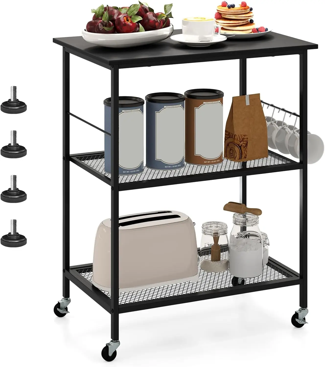 3-Tier Small Bakers Rack with Storage Open Shelf, Microwave Cart with Wheels, Industrial Style Microwave Stand with Metal
3-Tier Small Bakers Rack with Storage Open Shelf, Microwave Cart with Wheels, Industrial Style Microwave Stand with Metal
