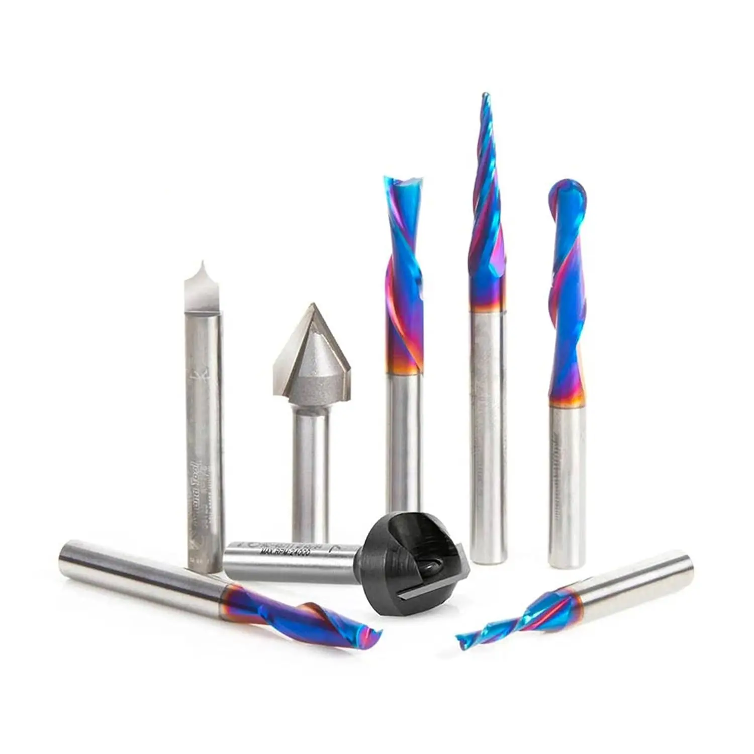 Spektra Coated Solid Carbide CNC V-Groove, Point Roundover, and Multi-Purpose Router Bit Pack,
Spektra Coated Solid Carbide CNC V-Groove, Point Roundover, and Multi-Purpose Router Bit Pack,