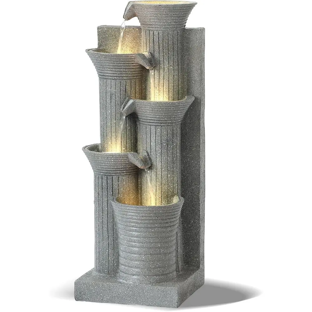 Light Grey 24 Indoor/Outdoor 5-Tier Cascading Water Fountain with LED Lights for Patio, Yard, Deck Decor
Light Grey 24 Indoor/Outdoor 5-Tier Cascading Water Fountain with LED Lights for Patio, Yard, Deck Decor