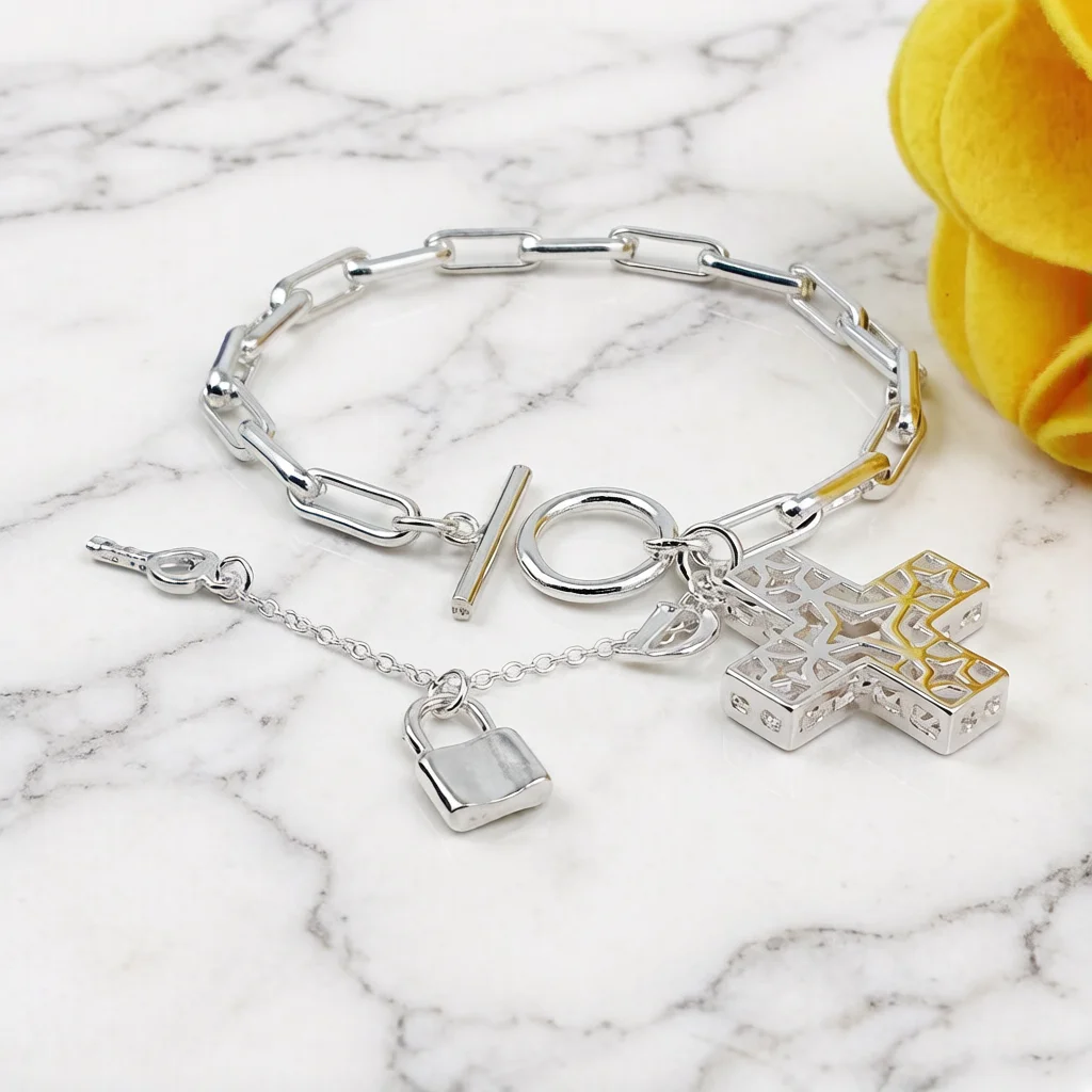 Women's 925 Sterling Silver Cross Pendant Bracelet Gothic Style 19cm Chain Solid Silver Charm Jewelry Gift
Women's 925 Sterling Silver Cross Pendant Bracelet Gothic Style 19cm Chain Solid Silver Charm Jewelry Gift