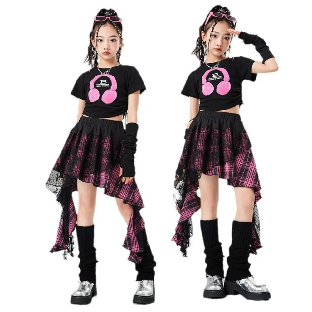 Ins Style Streetwear Girls Hip Hop Clothes Jazz Stage Wear Y2k Outfits Suit Teens Irregular T-shirt Plaid Skirt Set Party 
Ins Style Streetwear Girls Hip Hop Clothes Jazz Stage Wear Y2k Outfits Suit Teens Irregular T-shirt Plaid Skirt Set Party