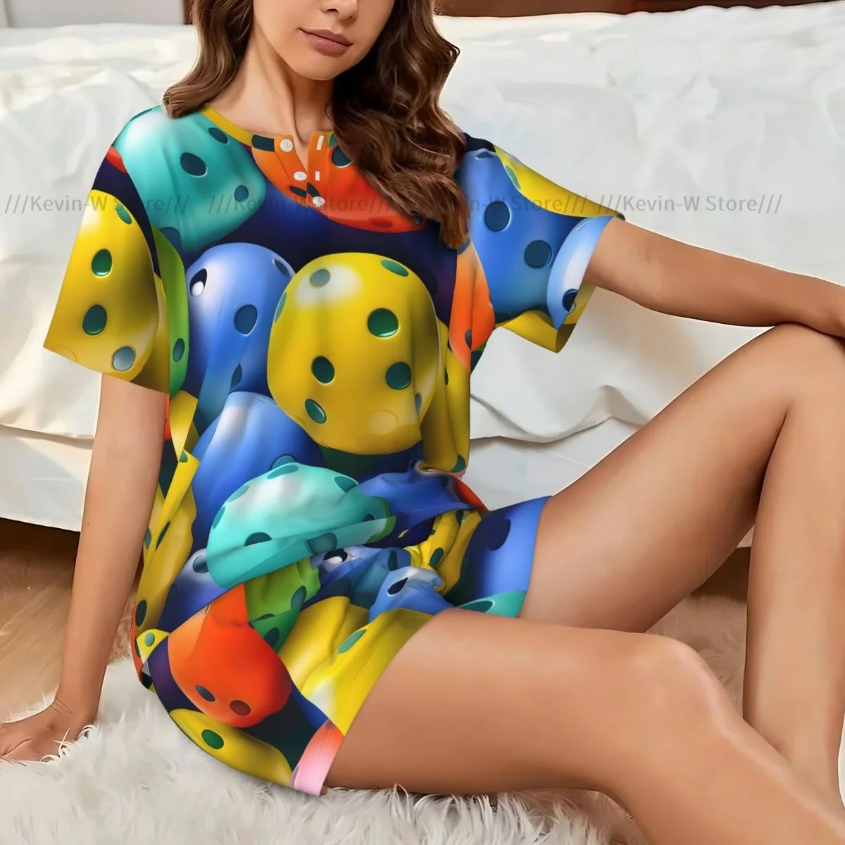 Women Pajamas Homewear Set Pickleball Balls Pattern Short-Sleeved Two-Piece Set Girl Nightwear Loungewear Sleepwear
Women Pajamas Homewear Set Pickleball Balls Pattern Short-Sleeved Two-Piece Set Girl Nightwear Loungewear Sleepwear
