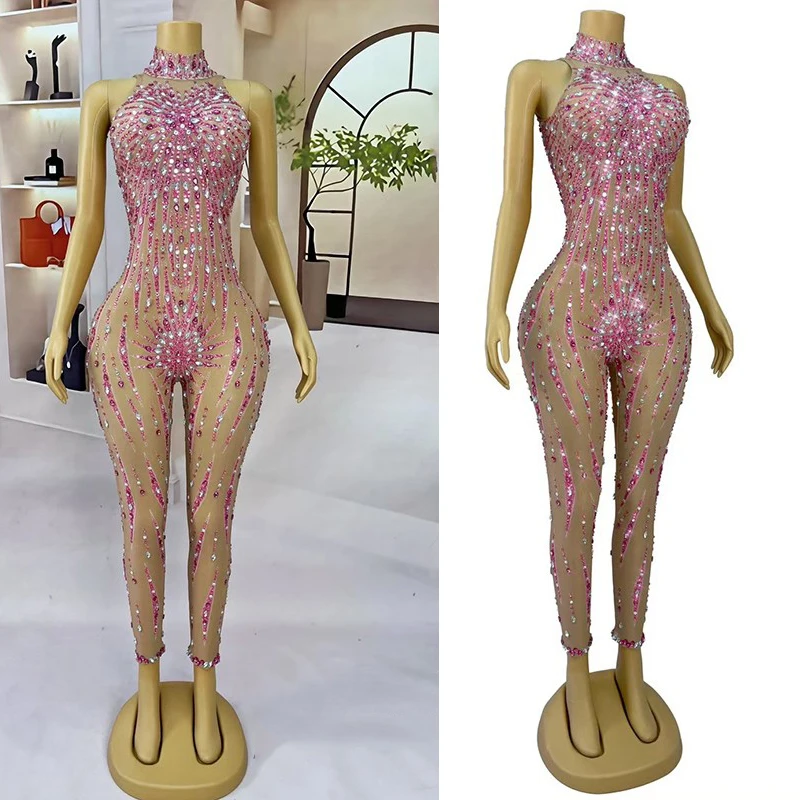 Bar Nightclub Dj Party Stage Gogo Costume Pink Rhinestones Perspective Bodysuit Women Party Outfits Sexy Rave Wear XS9241
Bar Nightclub Dj Party Stage Gogo Costume Pink Rhinestones Perspective Bodysuit Women Party Outfits Sexy Rave Wear XS9241