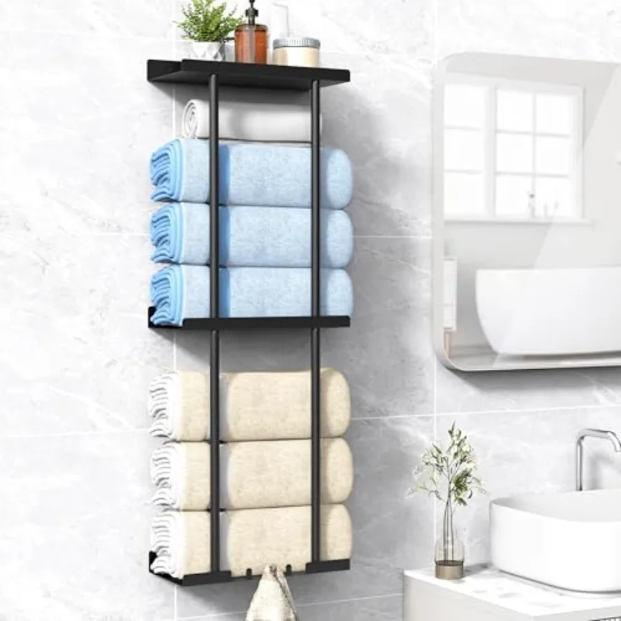 Towel Rack for Bathroom Wall Mounted Vertical Rolled Towel Storage Organizer Holder with Shelf Holds Up 6 Large Bath Sheets B
Towel Rack for Bathroom Wall Mounted Vertical Rolled Towel Storage Organizer Holder with Shelf Holds Up 6 Large Bath Sheets B