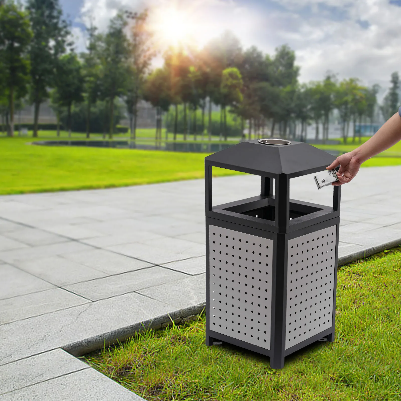 15-Gal Commercial Trash Bin, Galvanized Steel w/ Ventilation Design, Outdoor/Indoor Use for Restaurants, Hotels & Public Spaces
15-Gal Commercial Trash Bin, Galvanized Steel w/ Ventilation Design, Outdoor/Indoor Use for Restaurants, Hotels & Public Spaces