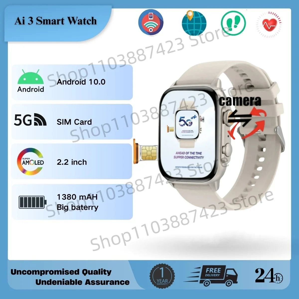 Смарт-часы Microwear Ultra AI3 4G SIM-карта Android 2,2 дюйма 448*528 Amoled Мониторинг здоровья 180 ° Умные часы с поворотной камерой 256 ГБ 
Смарт-часы Microwear Ultra AI3 4G SIM-карта Android 2,2 дюйма 448*528 Amoled Мониторинг здоровья 180 ° Умные часы с поворотной камерой 256 ГБ