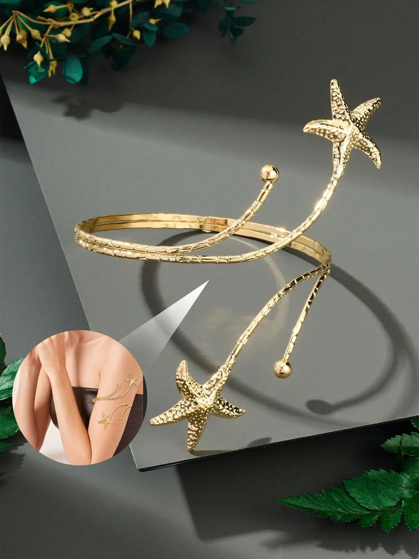 Gold Starfish Open Arm Cuff, Adjustable Stainless Steel Upper Arm Jewelry, Perfect for Summer Beach
Gold Starfish Open Arm Cuff, Adjustable Stainless Steel Upper Arm Jewelry, Perfect for Summer Beach