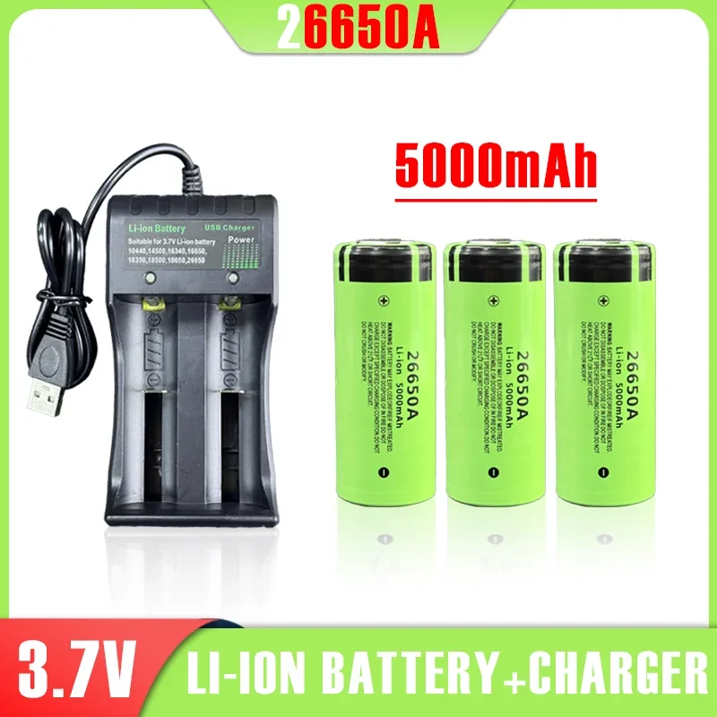 New 26650A Lithium Battery 3.7V5000mah Smart Charger Large Capacity Power Battery Rechargeable Battery Strong Light Flashlight
New 26650A Lithium Battery 3.7V5000mah Smart Charger Large Capacity Power Battery Rechargeable Battery Strong Light Flashlight