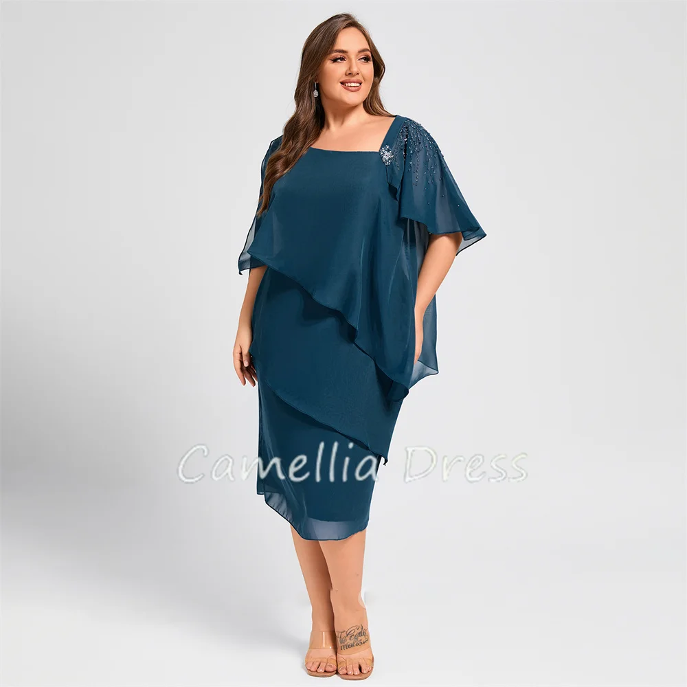 New Asymmetrical Neck Mother Of The Bride Dress Knee-Length Chiffon Sheath Formal Dresses Vestidos Mae Da Noiva Casamentos
New Asymmetrical Neck Mother Of The Bride Dress Knee-Length Chiffon Sheath Formal Dresses Vestidos Mae Da Noiva Casamentos