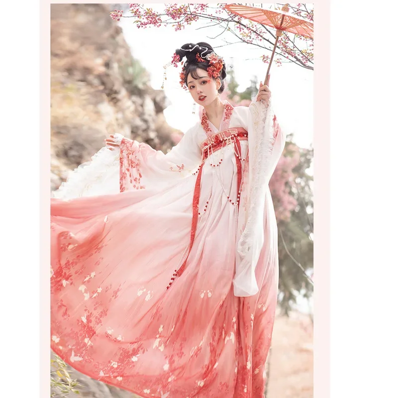 Оригинальные платья HuaShenJi Hanfu для женщин, новое летнее милое розовое платье с цветочным принтом и большими кружевными рукавами, сказочное платье, карнавальный костюм
Оригинальные платья HuaShenJi Hanfu для женщин, новое летнее милое розовое платье с цветочным принтом и большими кружевными рукавами, сказочное платье, карнавальный костюм