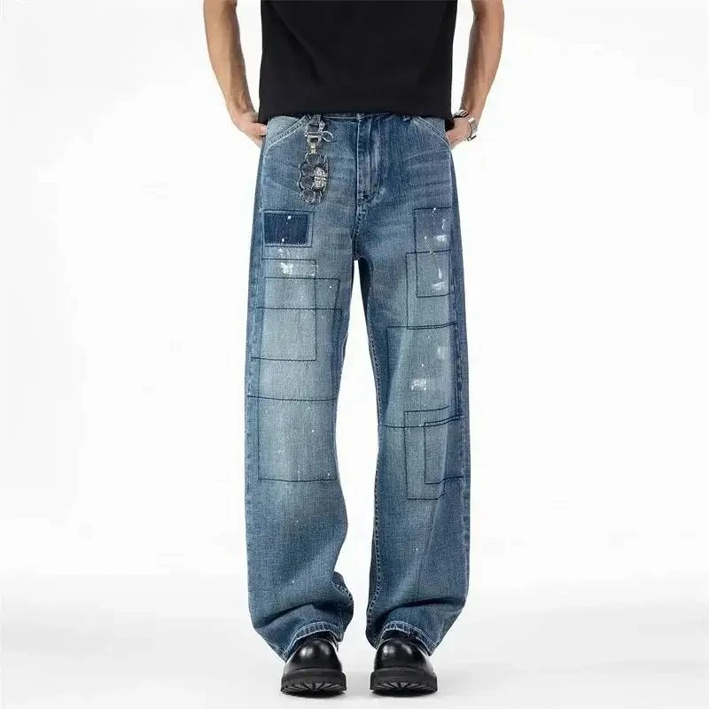 High End Men's Baggy Jeans American Casual Patchwork Paint Splatter Design High End Streetwear Denim Long Pants
High End Men's Baggy Jeans American Casual Patchwork Paint Splatter Design High End Streetwear Denim Long Pants
