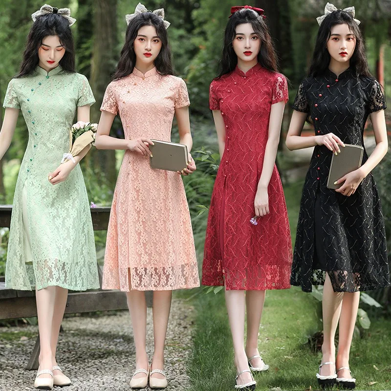 2024 New Lace Mid-length Ao Dai Daily Cheongsam Improved Low-neck Slim Plus Size Chinese Style Dress Chinese Style Dress
2024 New Lace Mid-length Ao Dai Daily Cheongsam Improved Low-neck Slim Plus Size Chinese Style Dress Chinese Style Dress