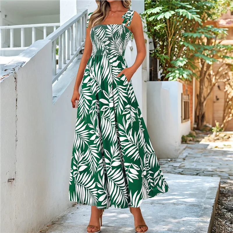 ABRT-Womens Summer Sleeveless Smocked Maxi Dress Boho Spaghetti Strap A Line Flowy Beach Long Sundress
ABRT-Womens Summer Sleeveless Smocked Maxi Dress Boho Spaghetti Strap A Line Flowy Beach Long Sundress