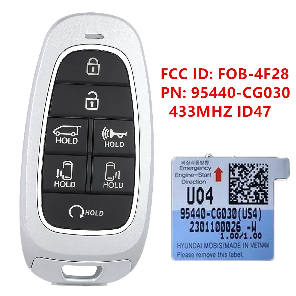 KEYECU Replacement Smart Proximity Remote Key 7Button 433MHz ID47 Chip for Hyundai Staria 2022 95440-CG030 FOB-4F28
KEYECU Replacement Smart Proximity Remote Key 7Button 433MHz ID47 Chip for Hyundai Staria 2022 95440-CG030 FOB-4F28