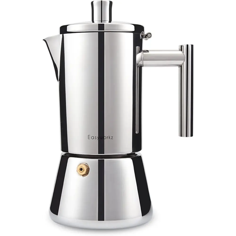 Stainless Steel 12-Cup 17.5 oz Induction Compatible Moka Pot Coffee Maker
Stainless Steel 12-Cup 17.5 oz Induction Compatible Moka Pot Coffee Maker