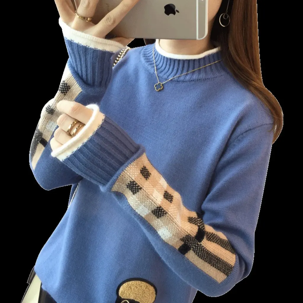 Women's Korean Style Sweater Autumn Winter Half-Turtleneck Loose Knitted Base Shirt Versatile Patch Detail for Students
Women's Korean Style Sweater Autumn Winter Half-Turtleneck Loose Knitted Base Shirt Versatile Patch Detail for Students
