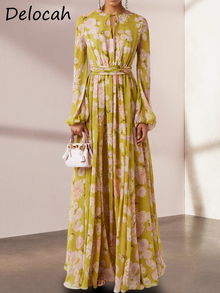 Delocah High Quality Spring Women Fashion Runway Holiday Maxi Dress Lantern Sleeve High Waist Flower Printed Big Swing Dresses
Delocah High Quality Spring Women Fashion Runway Holiday Maxi Dress Lantern Sleeve High Waist Flower Printed Big Swing Dresses