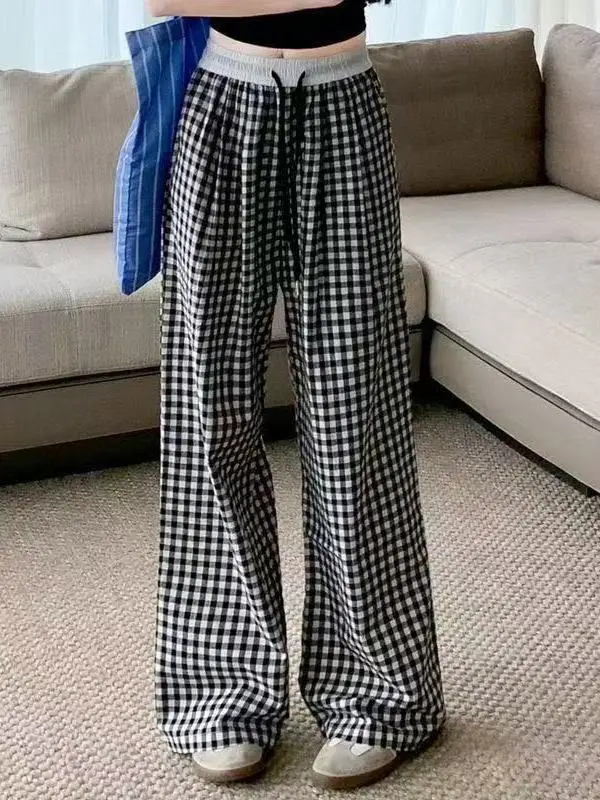 American Retro Plaid Wide Leg Pants Women's High Waist Loose Casual Trousers Floor-Length Pants Spring 2025 New Style
American Retro Plaid Wide Leg Pants Women's High Waist Loose Casual Trousers Floor-Length Pants Spring 2025 New Style