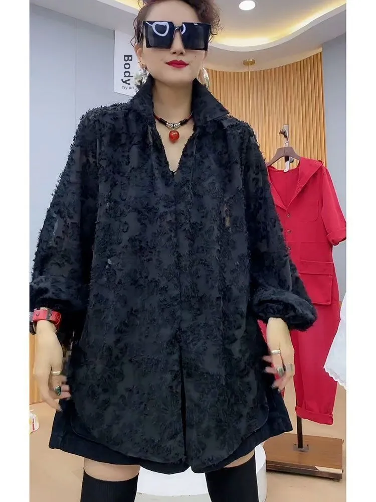 Elegant plus Size Silk Women's Shirt Spring Summer Slimming Design Korean Style Long Sleeve Loose Fit Collar Casual Shirt
Elegant plus Size Silk Women's Shirt Spring Summer Slimming Design Korean Style Long Sleeve Loose Fit Collar Casual Shirt
